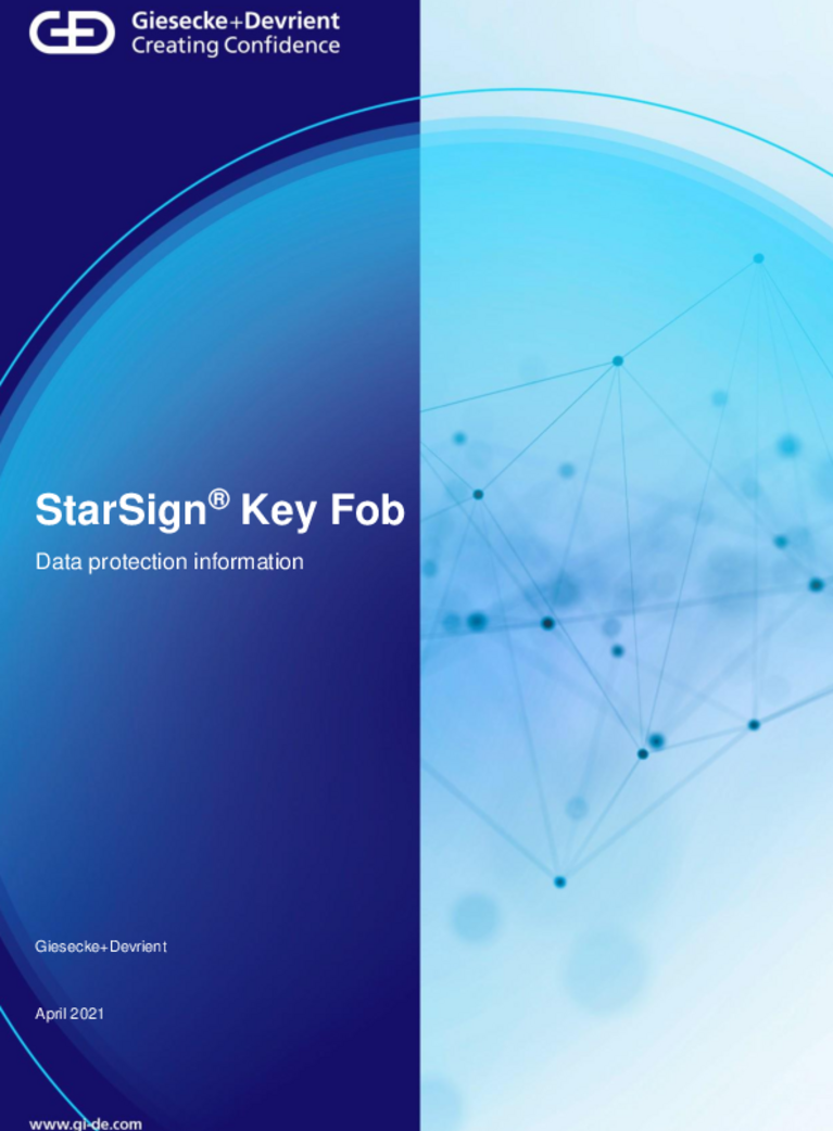Cover of th StarSign Key Fob App data protection information
