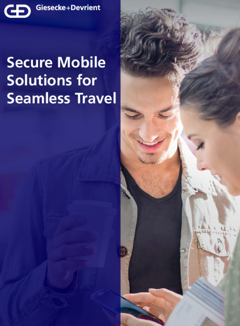 Deckblatt einer Broschüre über sichere mobile Lösungen für nahtloses Reisen